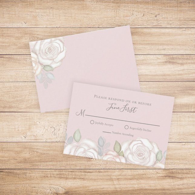 RSVP Modern Elegant Minimalist Floral Blush Pink Card (Creator Uploaded)