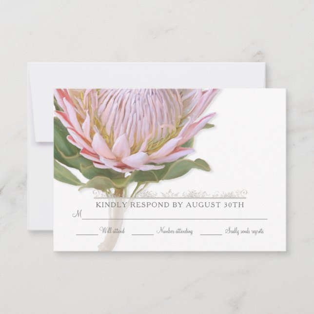 RSVP Modern Floral Elegant Simple Protea Flower Card (Front)