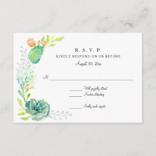 RSVP Modern Simple Watercolor Desert Cactus Floral Card