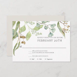 RSVP Modern Simple Watercolor Eucalyptus Wedding Invitation