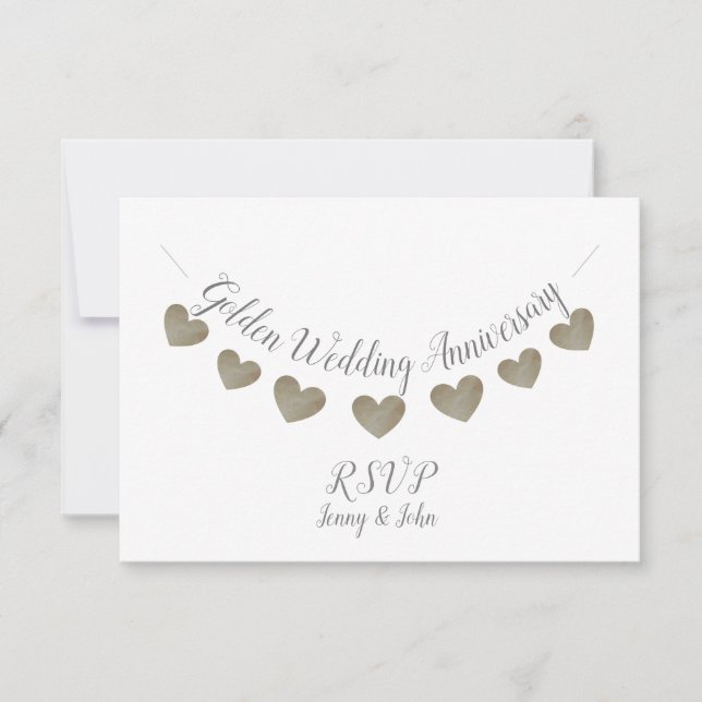 RSVP moderne 50e anniversaire de mariage d'or blan (Devant)