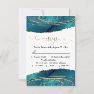 RSVP Moderne Aquarelle Turquoise et Or Agate