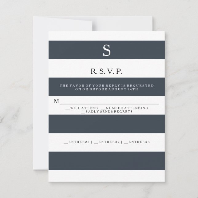 RSVP MODERNE Chic Rayures Larges Monogrammées (Devant)