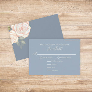 RSVP Moderne Élégant Minimaliste Floral Dusty Blue