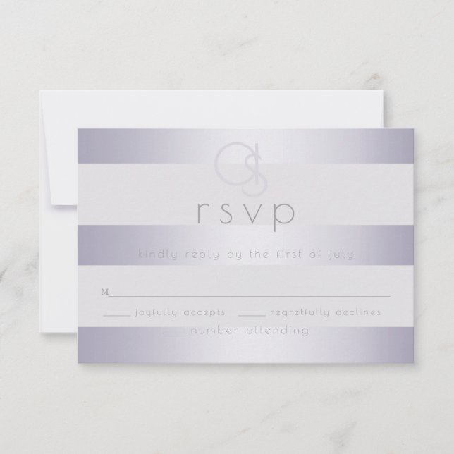 RSVP |  Monogramme2 rayures argent violet scintill (Devant)