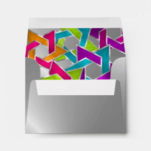 RSVP Multicolored Star of David Silver Envelope