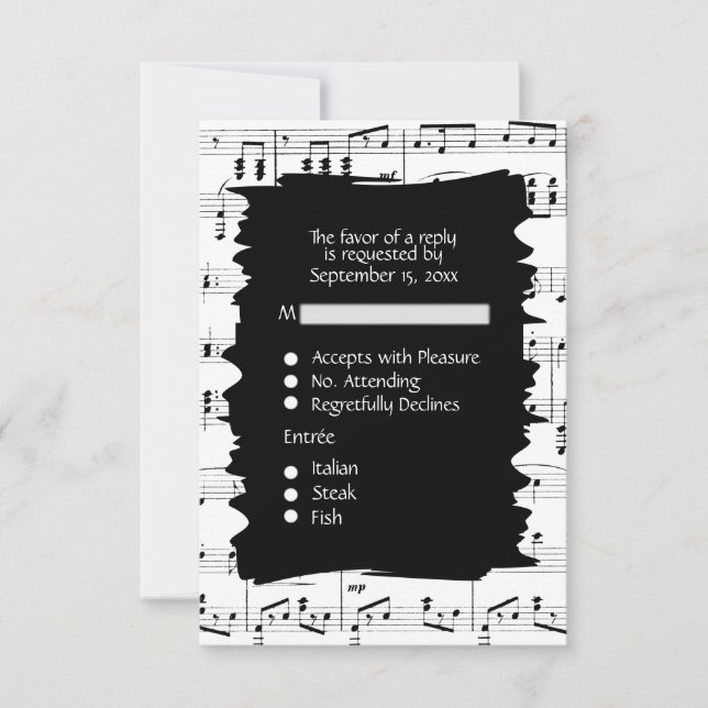 RSVP musique abstraite noir et blanc avec choix de (Devant)