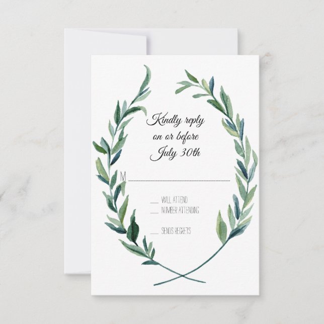 RSVP Muted Green Laurel Wreath Olive Leaf Branch (Front)