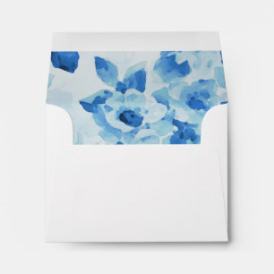 RSVP Navy Blue Watercolor Floral Envelopes