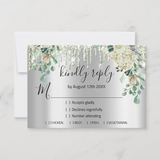 RSVP Noces d'Argent Mariage Paillettes Gouttes Ver (Devant)
