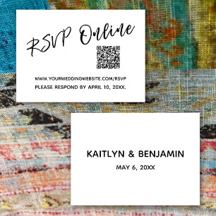 RSVP Online QR Code Minimalist Wedding Script Enclosure Card