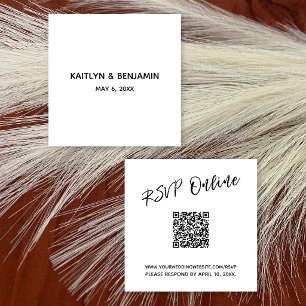 RSVP Online QR Code Minimalist Wedding Script Enclosure Card