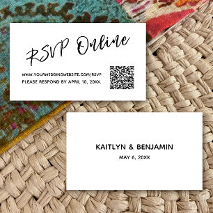 RSVP Online QR Code Minimalist Wedding Script Enclosure Card
