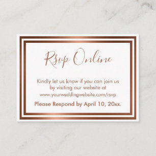 RSVP Online Simple Elegant Copper on White Enclosure Card