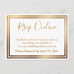 RSVP Online Simple Elegant Gold Borders on White Enclosure Card