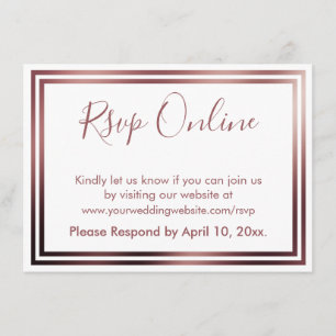 RSVP Online Simple Elegant Rose Gold on White Enclosure Card