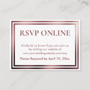 RSVP Online Simple Elegant Rose Gold on White Enclosure Card