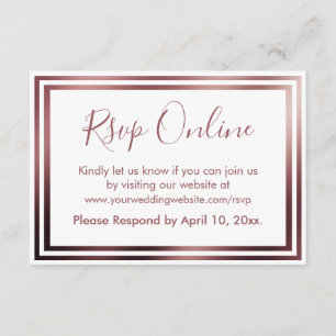 RSVP Online Simple Elegant Rose Gold on White Enclosure Card