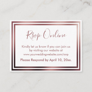 RSVP Online Simple Elegant Rose Gold on White Enclosure Card