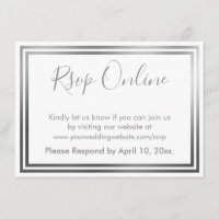RSVP Online Simple Elegant Silver and White Border