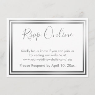 RSVP Online Simple Elegant Silver and White Border Enclosure Card