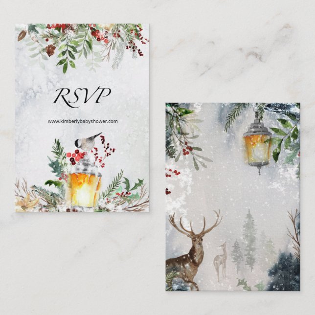 RSVP Online Winter Baby Shower Enclosure Card (Front/Back)