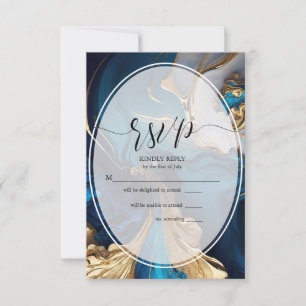 RSVP or liquide Abstrait sur marbre bleu