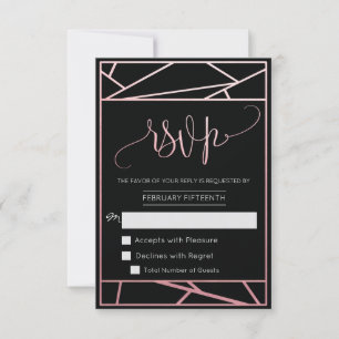 RSVP Or Rose Gold Faux Géométrique Moderne