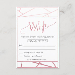 RSVP Or Rose Gold Faux Géométrique Moderne