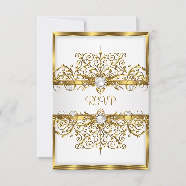 RSVP Pearls White Gold Élégante fête d'anniversair (Devant)