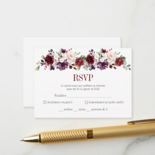 RSVP Pink  and Red Floral Quinceañera Enclosure Card