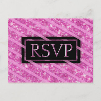 RSVP | Pink Glitter Label Invitation Postcard