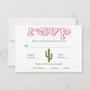 RSVP Pink & Green Cactus Party Wedding Response