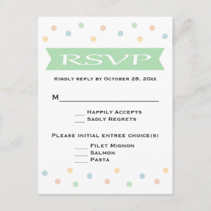 RSVP Polka Dot Mint Vert & Blanc Mariage - Menu