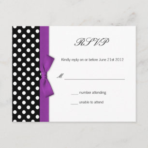 RSVP - Polka Dot Purple Bow Wedding Response Card