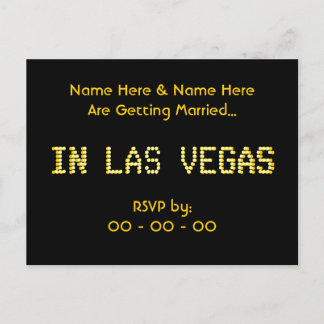 RSVP Postcard. Black & Yellow.  Las Vegas Wedding. Invitation Postcard