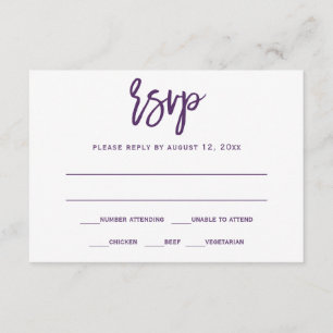 RSVP Postcard   Brush Calligraphy - Plum / Purple