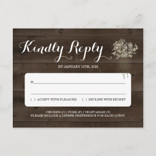 RSVP Postcard   Rustic Baby's Breath