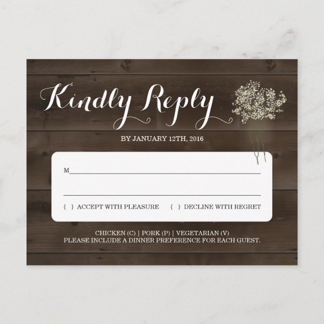RSVP Postcard | Rustic Baby's Breath (Front)