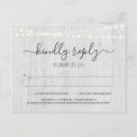 RSVP Postcard | Rustic Winter<br><div class="desc">A Merry Married Winter . . . Calligraphy,  rustic wood,  romantic lights,  tree silhouettes,  and falling snow capture the beauty of the season for your wedding.</div>