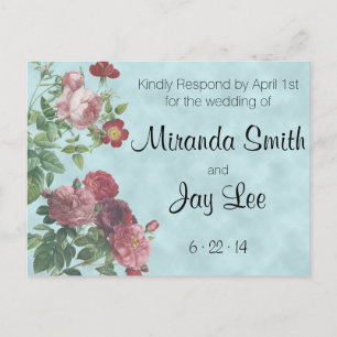 RSVP Postcard Vintage Rose Wedding