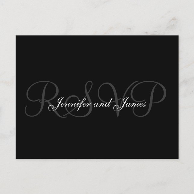 RSVP Postcard Wedding Monogram Names (Front)