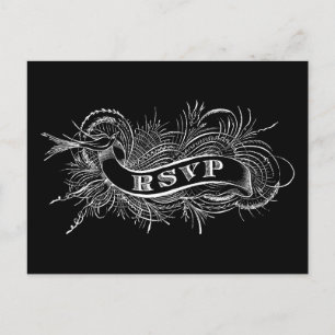 RSVP postcard with Victorian Bird