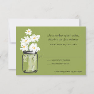 RSVP - Pot Mason rempli de marguerites blanches