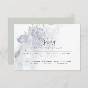 RSVP pour mariage Rustique aquarelle Dusty Blue