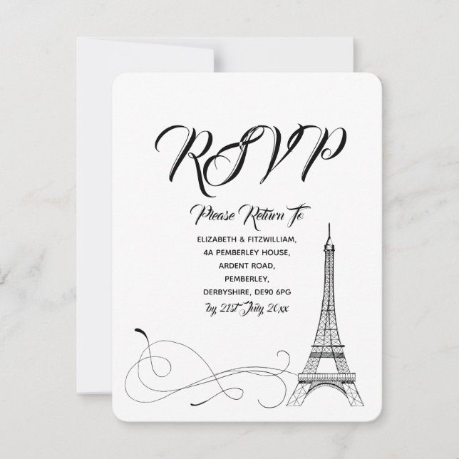 RSVP pour un mariage Parisian Doodles (Devant)