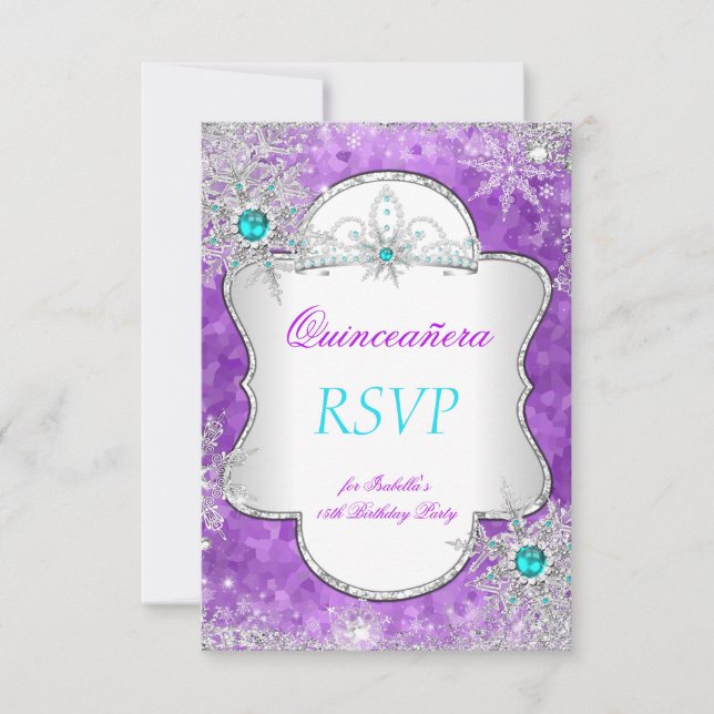 RSVP Princess Quinceanera Purple Teal (Front)