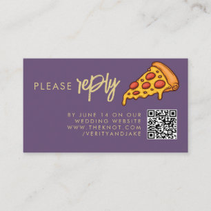 RSVP Purple Lilac Gold PIZZA Modern Minimal Chic Enclosure Card