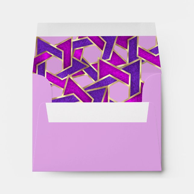 RSVP Purple Rose Star David Gold Enveloppe (Dos (Bas))