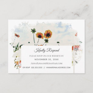 *~* RSVP QR Floral Poppy Website AR9 Wedding Enclosure Card